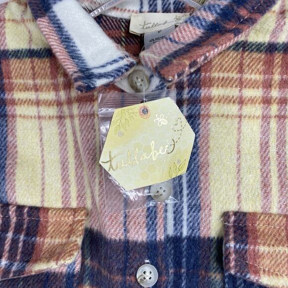 Tullabee Boutique Toddler Top Sz 4T Multi Plaid Soft Fleece Wool Blend Button Up - Picture 2 of 8